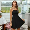 Vestidos Casuais Wepbel Summer Backless Sexy Mini Dress Cor Sólida Slip Women Grande Swing A-line Spaghetti Strap Low Cut