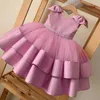 Meisjes Jurken Peuter Meisje Tule Boog Jurk Baby Elegante Prinses Doop Bruiloft Tutu Jurken Kinderen Prom Kinderen Formele Feestkleding 3 8 Jaar 230609