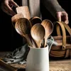 Herb Spice Tools Thailand Teak Natural Wood Tableware Spoon Ladle Turner Long Rice Colander Soup Skimmer Cooking Spoons Scoop Kitchen Tool Set 230609