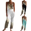 Women's Two Piece Pants Women Fashion Leopard Print Set For Sleeveless Vest Top And Long Casual Outfit High Waist With Pocket