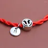 Urok bransolety A-Z litery wisiorek Kotwica Koraliki czerwona nici bransoletka szkiełkowa Lucky DIY ręcznie robiona lina dla kobiet biżuteria mężczyzn biżuteria
