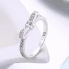 Cluster Rings Beautiful Retre Ring CZ Zircon Crystal Bow Tie Pretty Fashion Wedding Silver Color Women Lady Jewelry R992