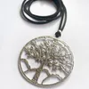 Pendant Necklaces BLACK Long Suede Necklace With A Large Round Statement Tree Of Life Pendants & For Women Jewelry Gift Wholesale