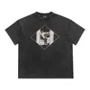 Yffj T-Shirts im neuen Stil für Damen und Herren, Modedesigner Saint Michael, gewaschen, beschädigt, Vintage, trendiger Mist, rissiger Aufdruck, kurze Ärmel