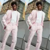 Erkekler Pembe En Son Ceket Pantolon Tasarım Erkekler için Erkekler İşletme Damat Smokin 2 Parça Kostüm Noel Homme Erkek Blazer Setleri