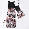 Grundläggande avslappnade klänningar Familj Matchande Maxi Tank Dress Summer Mom and Me Daughter Patchwork Floral Long Dresses For Women Mother Baby Girl Clothes 230609