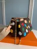 Moda Baskı Çanta Omuz 3'ü 1 arada Marka Eşekçi Çantaları Kırmızı Yeşil Noktalar Gerçek Deri Deri Crossbody Bag Lady Küçük Çanta Çanta