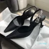 Designer Baotou Back Empty Tripper Sandali Fairy Style 2023 Summer Water Diamond Pointed High Slim Heels Girl