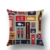 Oreiller rétro britannique Style européen dessin animé impression lin taie d'oreiller salon décoratif S canapé canapé jeter