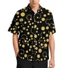 Men's Casual Shirts Gold Polka Dot Spots Print Vacation Shirt Summer Fashion Blouses Male Pattern 3XL 4XL