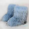 Stiefel Winterwolle Schneestiefel Damen warm Anti-Waschbärenfell große Damenschuhe Mittelrohr verdickt