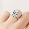 Alianças de casamento luxuosas 5 quilates anel de noivado oval feminino zircão grande diamante prata esterlina 925 anel de promessa de casamento 925 joias nupciais 230612