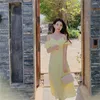 カジュアルドレス夏の黄色のマキシスリップドレス女性2023長いエレガントな妖精の結婚式のためのストラップ
