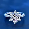 Echte 925 Sterling Zilver Moissanite Ringen Verstelbare Maat Sneeuwvlok Ontwerp Bruiloft Verloving Vrouwen Ring Sieraden