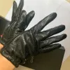 Luvas de couro de qualidade feminina e tela sensível ao toque de lã coelho pele de carneiro quente Five Fingers Gloves247l