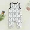 Jumpsuits Newborn baby boy girl cotton sleeveless round neck denim printed jumpsuit for children in summer G220606