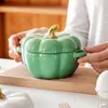 Bols Céramique Citrouille Bol Avec Couvercle Tasse Maison Cuisine Soupe Pour Enfants Oeuf À La Vapeur Salade Vaisselle Petit Riz