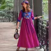 Casual Dresses Vintage Ethnic Style Summer Dress Kvinnor broderier stort länge för Vestidos de Verano Mujer Beach