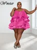 Vestidos plus size tamanho Wmstar para mulheres, tanque sexy, festa, babados, bainha grande, minivestido em roupas de verão, atacado, drop 230612