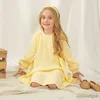 Mädchen Kleider Mädchen Flowy Tiered Prinzessin Kleid Frühling Herbst Neue Baby Mädchen Baumwolle Casual Lose Gelb Kinder Kleidung R230612