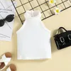 衣類セット3PCS女の女の子の綿の衣装ソリッドカラーノースリーブリブ付きスタンドアップカラートップ
