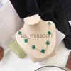 Hänge halsband modedesigner hänge halsband smycken klöver halsband svart grön agat lång 1010 blomma hänge mor till pärla damer och flickor j0612