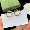 Retro Diamond Designer Stud örhängen Kvinnor bokstav guld charm studs smycken med presentförpackning Alla hjärtans julfödelsedag