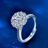Luksusowy 925 Pierścienie moissanitowe srebrne dla kobiet 1 karat VVS1 D Kolor Diamond Wedding Pierścionka Biżuteria