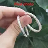 Hoop Huggie Smyoue Boucles d'oreilles créoles en or blanc 2,88 carats pour femmes Boucles d'oreilles en diamant pleine éternité scintillantes 3,1 cm en argent sterling 925 230609