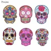 Prajna Punk Rock Skull Embroidery Patches accessory Various Style Flower Rose Skeleton Iron On Biker Patches Clothes Stickers Appl305o