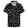 Camisas Casuais Masculinas Manchas Dálmatas Estampadas Camisa Solta Masculina Praia de Bolinhas Brancas Design Havaí Mangas Curtas Blusas Grandes Vintage