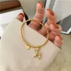 Charm Bracelets Stainless Steel Gold Color Lucky Round Brand Beads Balloon Dog Bracelet Female Fashion Retro Cute Simple Jewelry Accessories Z0612