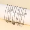 Bracelets de cheville en acier inoxydable couleur argent pour femmes filles Boho Simple amour coeur étoile plage pied Bracelet bijoux été accessoires