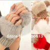 Modische Winter-Armwärmer, fingerlose Handschuhe, gestrickte Pelzbesatz-Handschuhe, Fäustlinge, 12 Paar, Los 2262