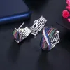 Hoop Earrings ThreeGraces Aesthetic Multicolor Cubic Zirconia Crystal Big Wide Circle Round For Women Costume Jewelry ER584