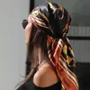 Sarongs Summer Scarf Women Luxury Brand Square 90*90cm Hoofddoek Sjaal Foulard Bandana Shawl Cetin Hijab Silk Headband Hair Scarves 230609