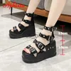 Sandals Aphixta 2022 INS Crystals Buckle Platform Sandals Women Cool Boots 10cm Wedges Heel Height Increasing Peep Toe Bling Shoes J230612