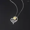 Anhänger Halsketten Schwarz Samen Sonnenblume Halskette Für Frauen Herz Anhänger Mode Schmuck Mädchen Geschenke YN024