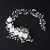 Bruiloft Haar Sieraden Witte Bloem Sieraden Tiara Vrouwen Hoofdband met Kam Bruids Voor Bruid R230612