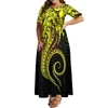 Casual Dresses Polynesian Loose Women's Dress Mid-Sleeve Long Summer Pommel Party Custom Mönster Dark 2023 Senaste modell