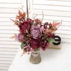 Getrocknete Blumen, künstliche Herbst-Braut-Handrose, Seide, rosa, romantischer Strauß, Hochzeit, Heimdekoration, Weihnachtsgeschenke, Party, DIY, künstliche Blumen