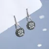 Dingle örhängen diwenfu solid 925 silver sterling vs2 diamantörhänge för kvinnor mode aros mujer oreja bizuteria med svart obsidian