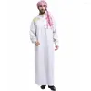 Vestuário étnico Muçulmano Arábia Mens Robe Dishdasha Thoub Oração Islâmica Jubba Abaya Árabe KaftanThobe Jilbab Djellaba
