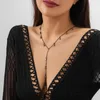 Choker Lacteo Vintage Rhinestone Black Chain Necklace For Women Long Tassel Neck Clavicle Jewelry Collar Summer Party Gift