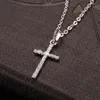 Pendentif Colliers De Luxe Croix Chaîne Collier Femmes Hommes Or/Argent Couleur Bijoux Zircon Crucifix Christian Ornement Cadeaux