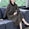 Robes décontractées gris 5XL en peluche rembourré chaud robe 2023 tante hiver Vintage Midi femmes élégant ample fête Vestidos