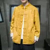 Мужские куртки китайская традиционная оленя бархатная обычная куртка пуговица Топ мужчина осень и зимний пальто бренд ретро Хан