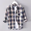 Men's Casual Shirts Mens Cotton Linen Plaid 3/4 Sleeve Shirt Men Stand Collar Flax Social Business Dress Male Tops Cloth TS-506