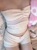 Women's Tracksuits Women Summer Y2k 2 Pieces Outfits Lace Flower Strapless Crop Tops Tube Elastic Waist Shorts Kawaii 2000s Aesthetic