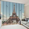 Vorhang 3D Herbst Eiffelturm Fenstervorhänge Paris Straßen Wohnzimmer Stadt Po Blackout für Dekoration drapieren